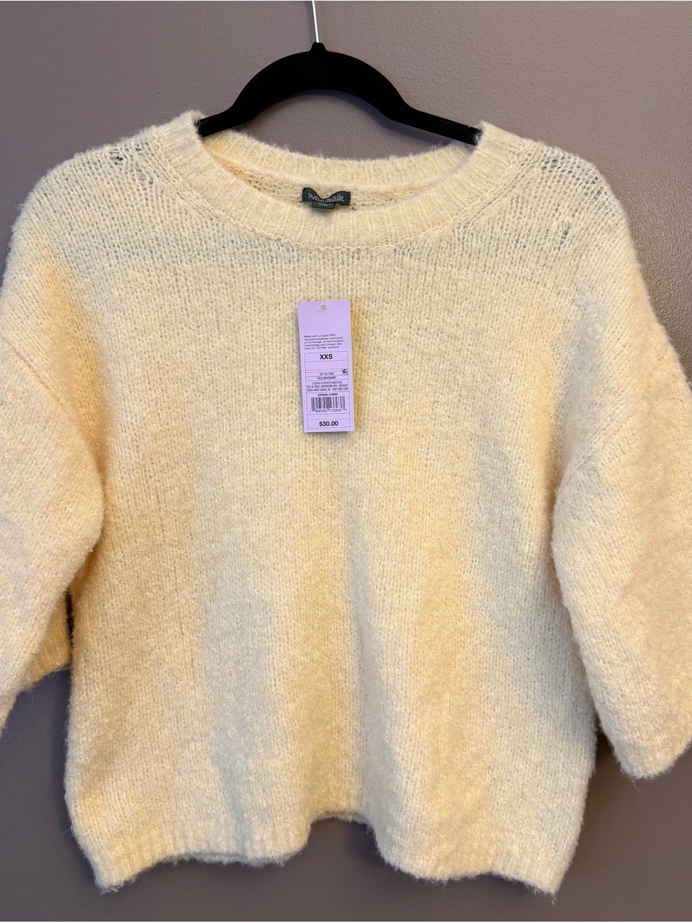 wild fable Pale Yellow Fuzzy Crewneck Sweater
